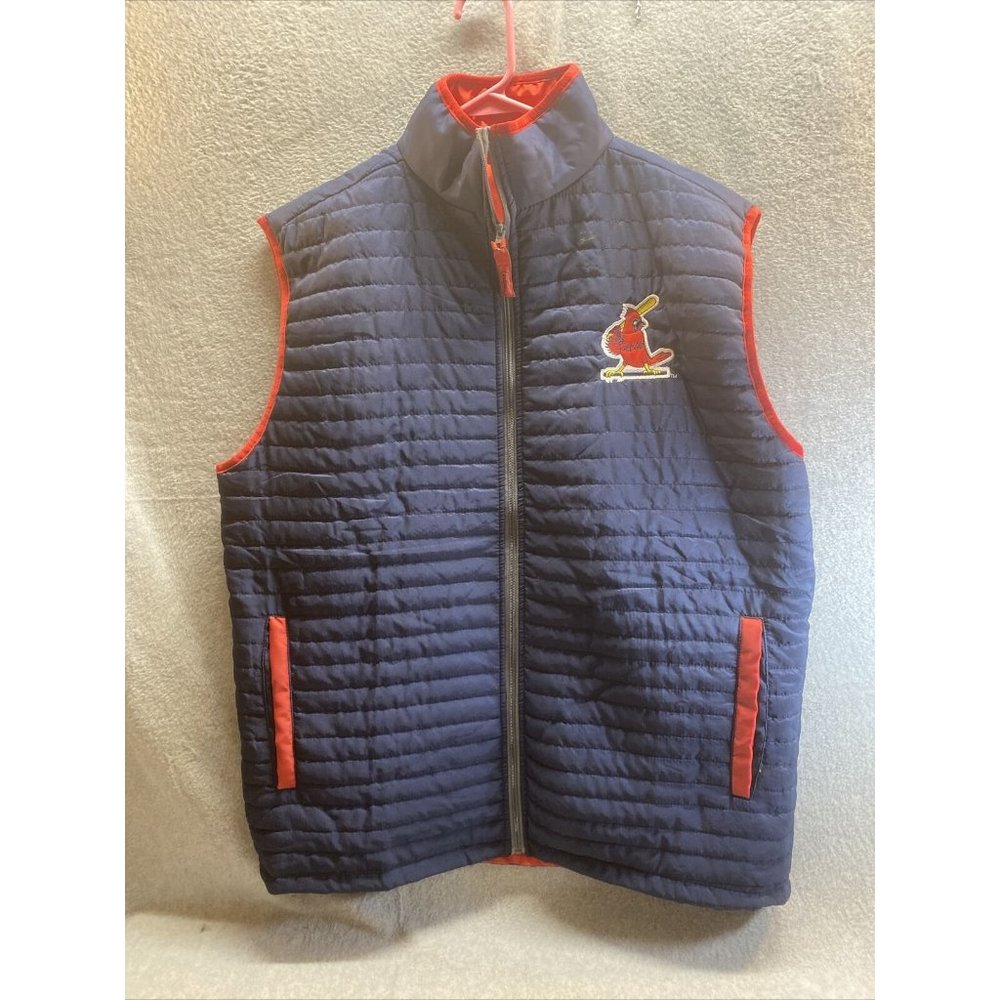 CARDINALS Mens XL Blue Red Logo Full Zip Quilted Puffer VEST Pockets Breathable